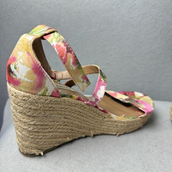 Steve Madden Montauk Espadrille Platform Wedge Sandals Floral Fabric Size 8.5 - Picture 10 of 12